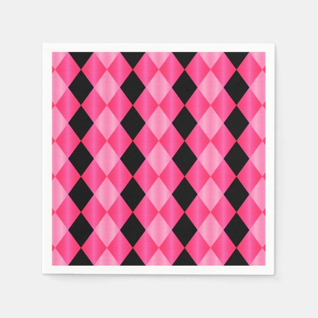 Servilleta De Papel Harlequin plegado, NAPKINS, FIESTA Pink-Black-PAPE (Anverso)