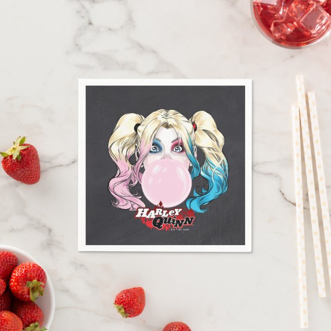 Servilleta De Papel Harley Quinn Chicas Chalkboard Cumpleaños (In situ)