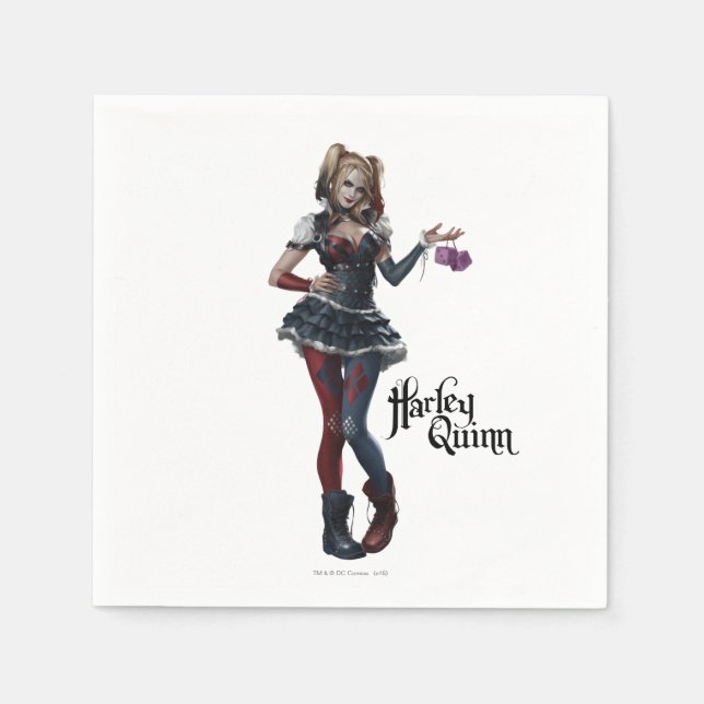 Servilleta De Papel Harley Quinn con dados difusos (Anverso)
