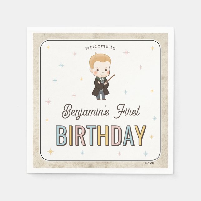 Servilleta De Papel Harry Potter Chibi Draco Malfoy Mago Cumpleaños (Anverso)