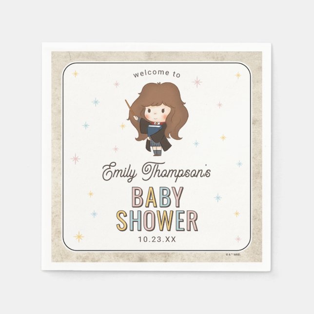 Servilleta De Papel Harry Potter Chibi Hermione Wizard Baby Shower (Anverso)