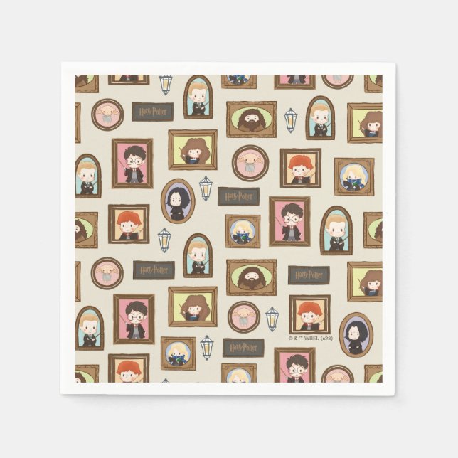Servilleta De Papel HARRY POTTER™ Chibi Picture Frame Pattern (Anverso)