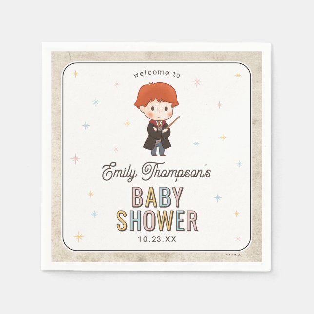 Servilleta De Papel Harry Potter Chibi Ron Weasley Wizard Baby Shower (Anverso)