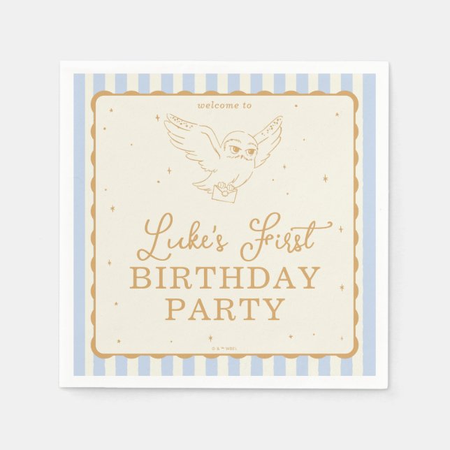 Servilleta De Papel Harry Potter Hedwig Azul Cumpleaños Mágico (Anverso)