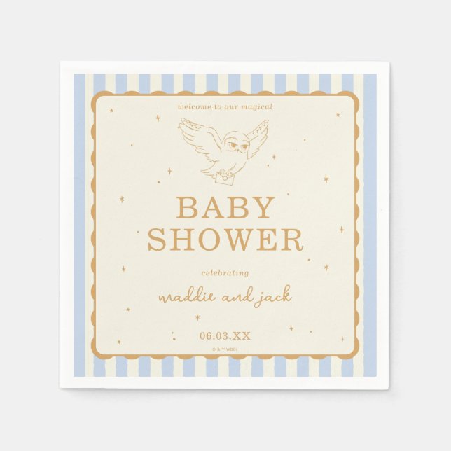 Servilleta De Papel Harry Potter Hedwig Blue Stripe Baby Shower (Anverso)