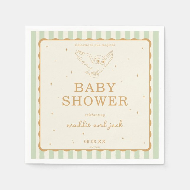 Servilleta De Papel Harry Potter Hedwig Green Stripe Baby Shower (Anverso)