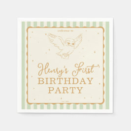 Servilleta De Papel Harry Potter Hedwig Verde Cumpleaños Mágico