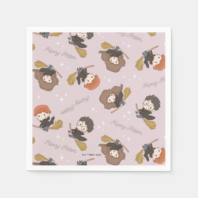 Servilleta De Papel HARRY POTTER™, Hermione y Ron Flying Pattern (Anverso)