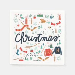 Servilleta De Papel Harry Potter   Navidades felices con iconos festiv