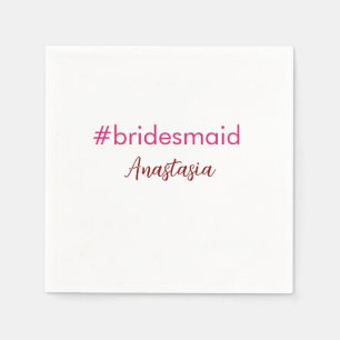 Servilleta De Papel Hashtag de la dama de honor ligero rosa añadir nom