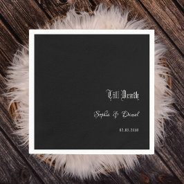 Servilleta De Papel Hasta la muerte con nombre Boda negro gótico