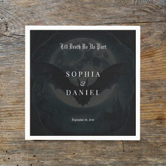 Servilleta De Papel Hasta la muerte Románticos Bats Moonlight Boda gót