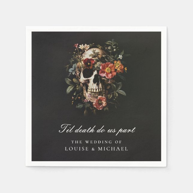 Servilleta De Papel Hasta Que La Muerte Nos Haga Boda Gótico De Parte  (Anverso)