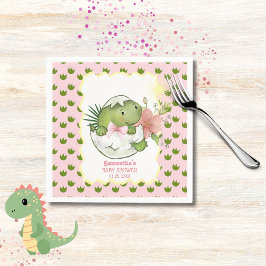 Servilleta De Papel Hatching Dino with Bow & Flower Party Napkins