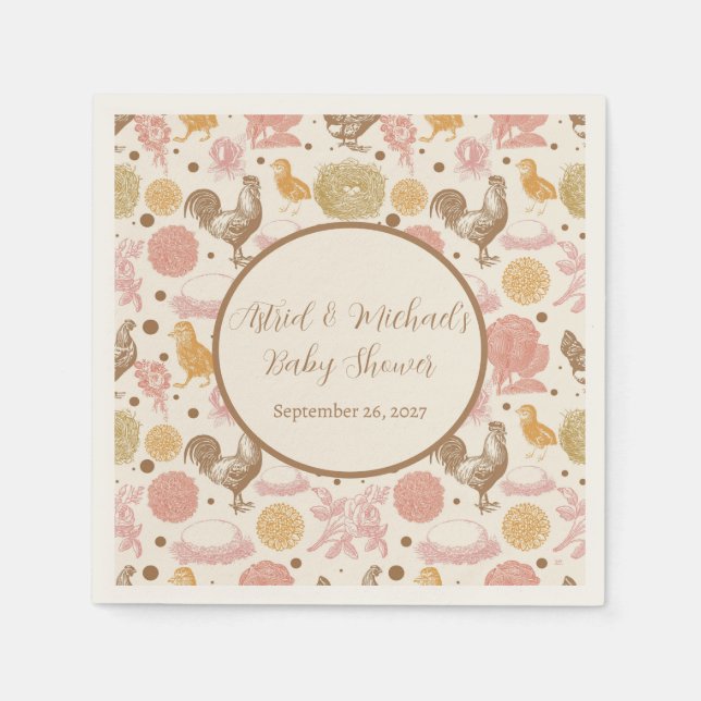 Servilleta De Papel Hatear pronto al Chica de pollo Baby Shower (Anverso)