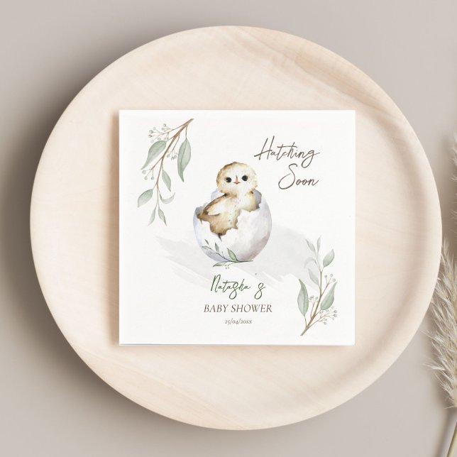 Servilleta De Papel Hatear pronto la pequeña nalga de primavera de la  (Hatching soon little bird spring baby shower template napkins personalized tableware baby owl in egg)