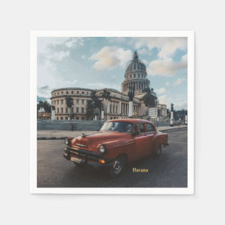 Servilleta De Papel Havana Cuba Coche Clásico Antiguo