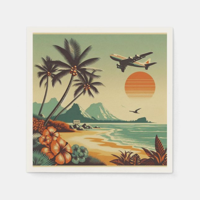 Servilleta De Papel Hawai vintage/Tropical (Anverso)