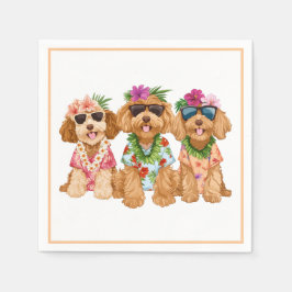 Servilleta De Papel Hawaiian Goldendoodle Dogs Flower Lei