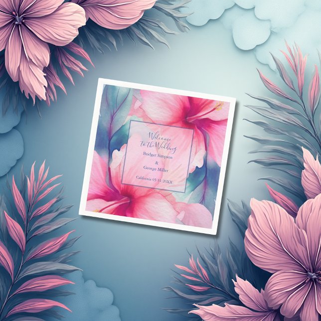 Servilleta De Papel hawaiian tropical floral hibiscus save the date (Subido por el creador)