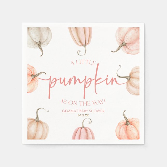 Servilleta De Papel ¡Hay Una Calabaza En Camino! Baby Shower (Anverso)