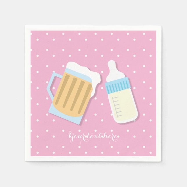 Servilleta De Papel Hay una ducha rosa de cervecería para bebés (Anverso)