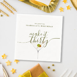 Servilleta De Papel Hazlo Treinta Martini 30 Fiesta de cumpleaños