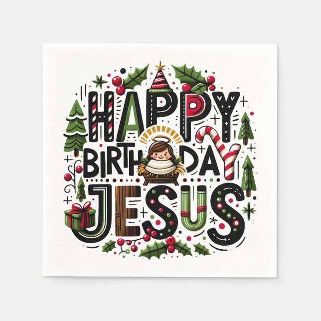 Servilleta De Papel HBD Jesus (Anverso)