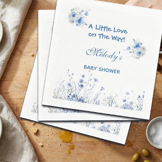 Servilleta De Papel Heart Glasses Teddy Bear Blue Baby Shower 