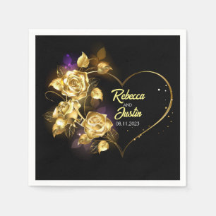 Servilleta De Papel Heart Gold Floral Moderno Boho