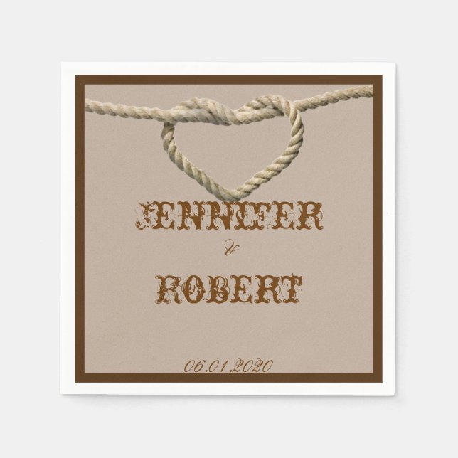 Servilleta De Papel Heart Love Knot Western Boda Napkin (Anverso)