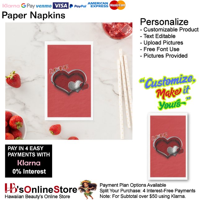 Servilleta De Papel Heart Magic Papel rojo Napkin Toalla invitada (Love Hearts Red Paper Napkin Guest Towel.)