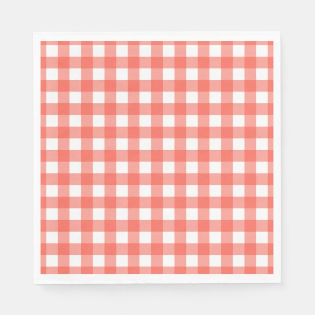 Servilleta De Papel Heart Pizza Party Napkins | Red Checkered Italian (Anverso)