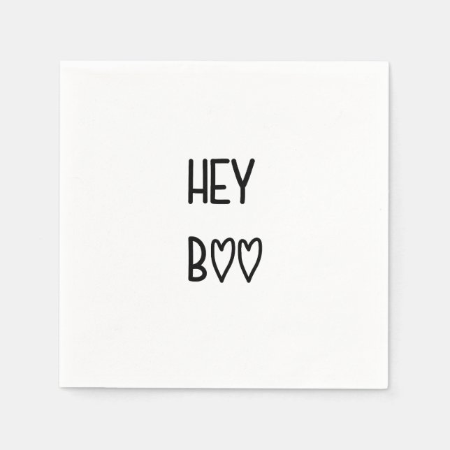 Servilleta De Papel Heart Typography Hey Boo (Anverso)