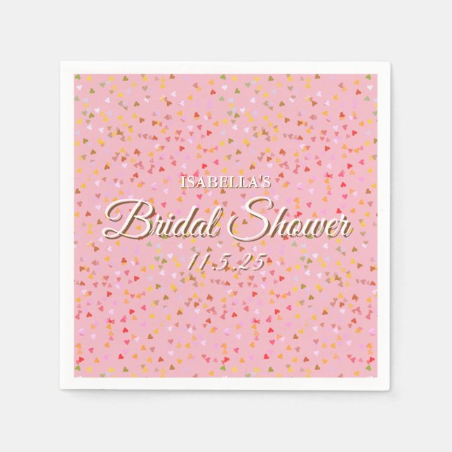 Servilleta De Papel Hearts Confetti Bridal Shower (Anverso)
