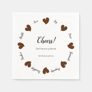 Servilleta De Papel Hearty Hearts Marrón Oscuro - Texto Personalizado