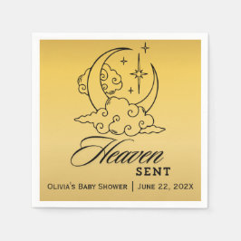 Servilleta De Papel Heaven Sent Baby Shower Gold Moon Stars