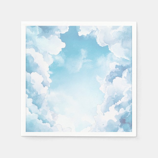 Servilleta De Papel Heaven Sent Blue Sky Clouds Baby Shower (Anverso)