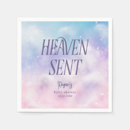 Servilleta De Papel Heaven Sent Dreamy Chica Baby Shower Napkins
