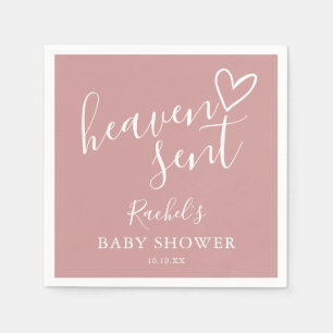 Servilleta De Papel Heaven Sent Dusty Rosa Chica rosa Baby Shower