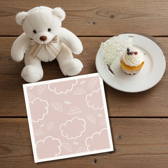 Servilleta De Papel  Heavenly Angel Halo Cloud  Pink  Napkins (Heavenly Angel Halo Cloud Pink Napkins)