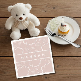 Servilleta De Papel Heavenly Personalized Angel Halo Cloud  Pink  