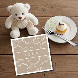 Servilleta De Papel  Heavenly Personalized Name Angel Cloud Beige  