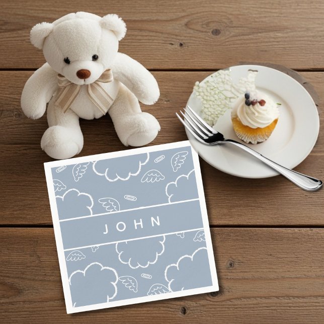 Servilleta De Papel  HeavenlyPersonalized Name Angel Halo Cloud Blue   (HeavenlyPersonalized Name Angel Halo Cloud Blue)