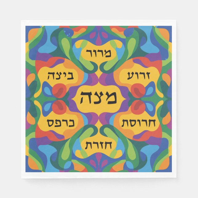 Servilleta De Papel Hebrew Pesach Seder Plate for Passover Dinner  (Anverso)