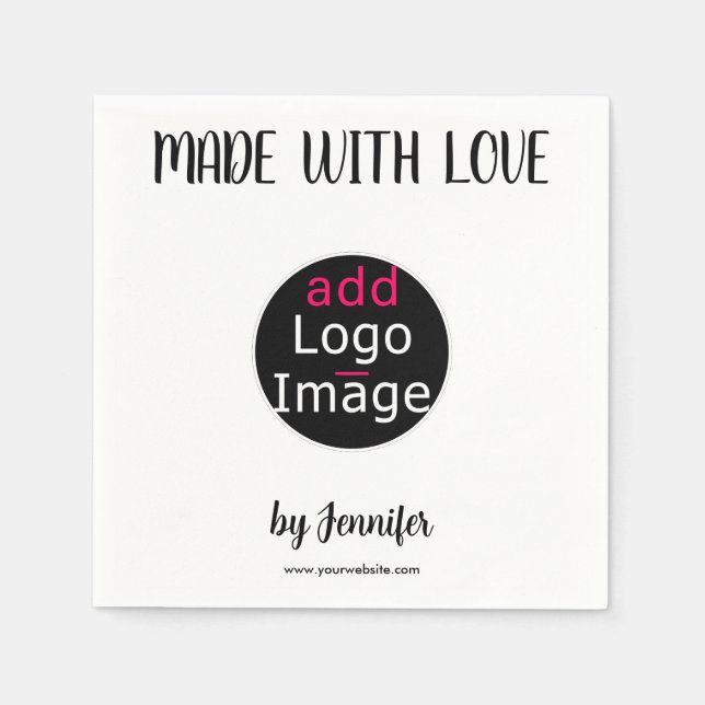 Servilleta De Papel Hecho Con Amor Personalizable Profesional Moderno (Anverso)