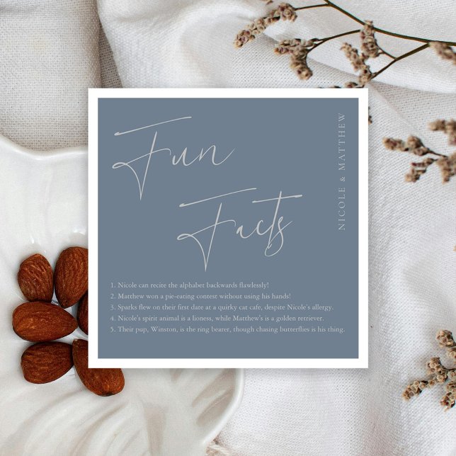 Servilleta De Papel Hechos de diversión de plata Bodas Napkins (Silver Fun Facts Personalized Wedding Napkins)