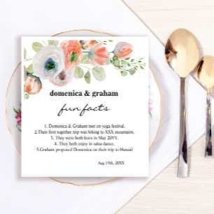 Servilleta De Papel Hechos divertidos Bodas florales de coral rosa rom
