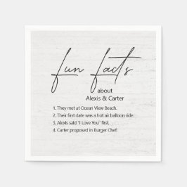 Servilleta De Papel Hechos Divertidos bodas Sobre Madera Blanco