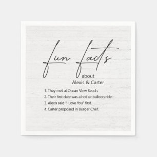 Servilleta De Papel Hechos Divertidos bodas Sobre Madera Blanco